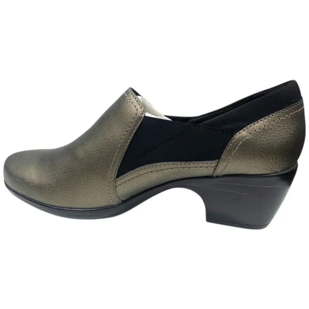 Clarks Emily Amelia Women's Bronze Metallic Casual Heels Shooties size 8.5 Wide